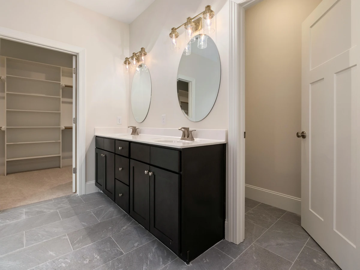 Modern bathroom painting in Harrogate by Harrogate Decorators, dark painted walls