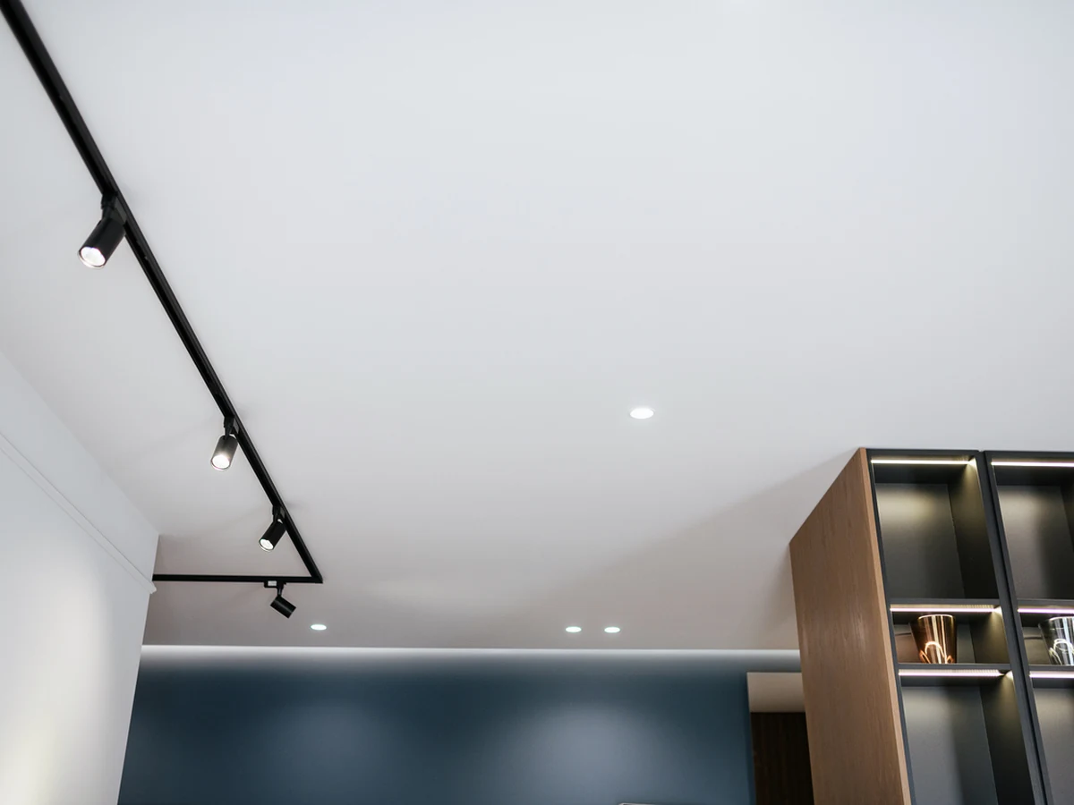 White ceiling painting with black trim detail in Harrogate by Harrogate Decorators