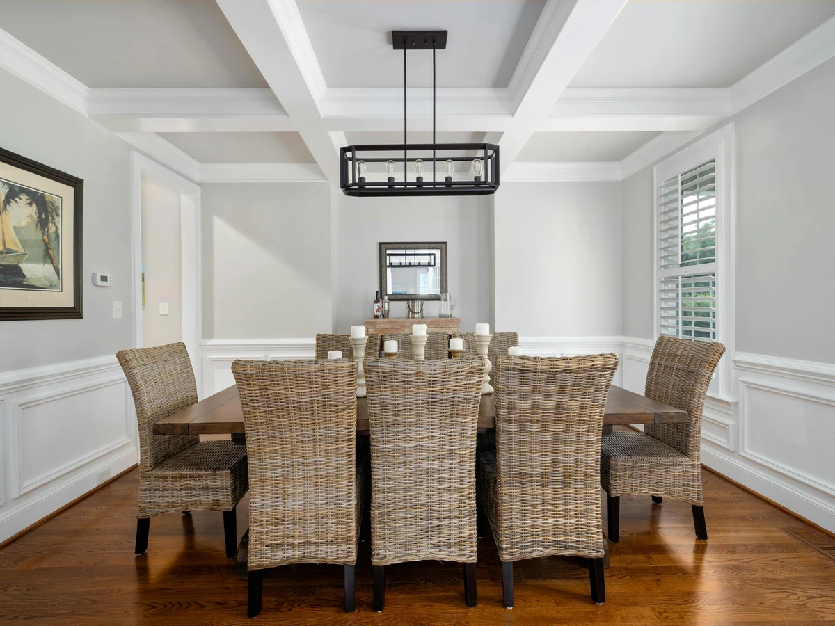 Formal dining room painting in Harrogate showing professional finish on walls and woodwork