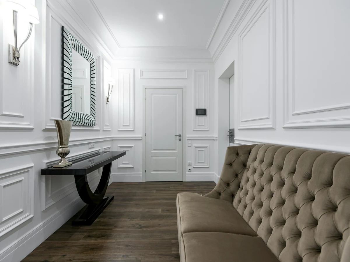 Elegant white hallway painting in Harrogate by Harrogate Decorators