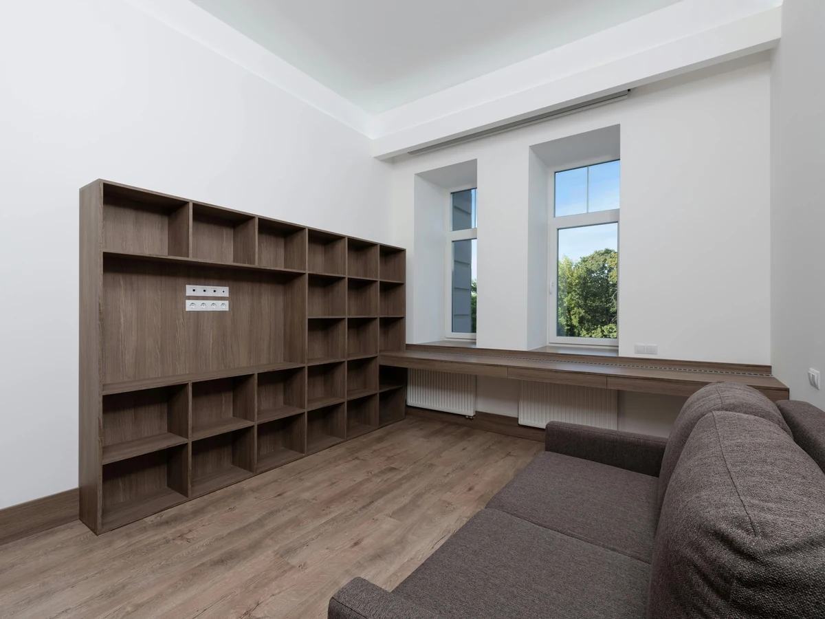 Interior painting of large brown room in Harrogate by Harrogate Decorators