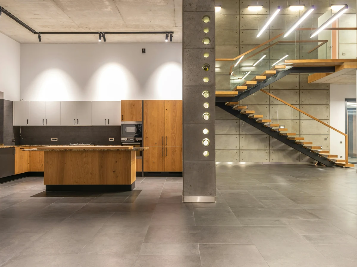 Modern open plan staircase painting by Harrogate Decorators in Harrogate